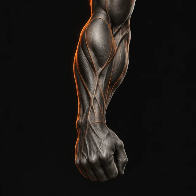 Sculptural illustration of forearm muscles
