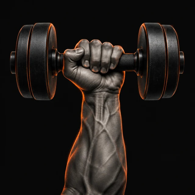 Hand gripping a dumbbell