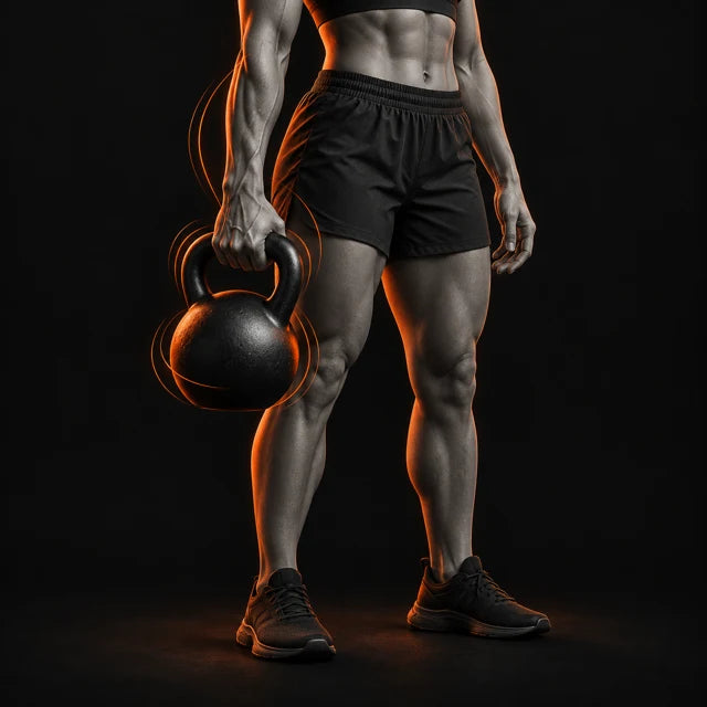 Athlete holding a kettlebell